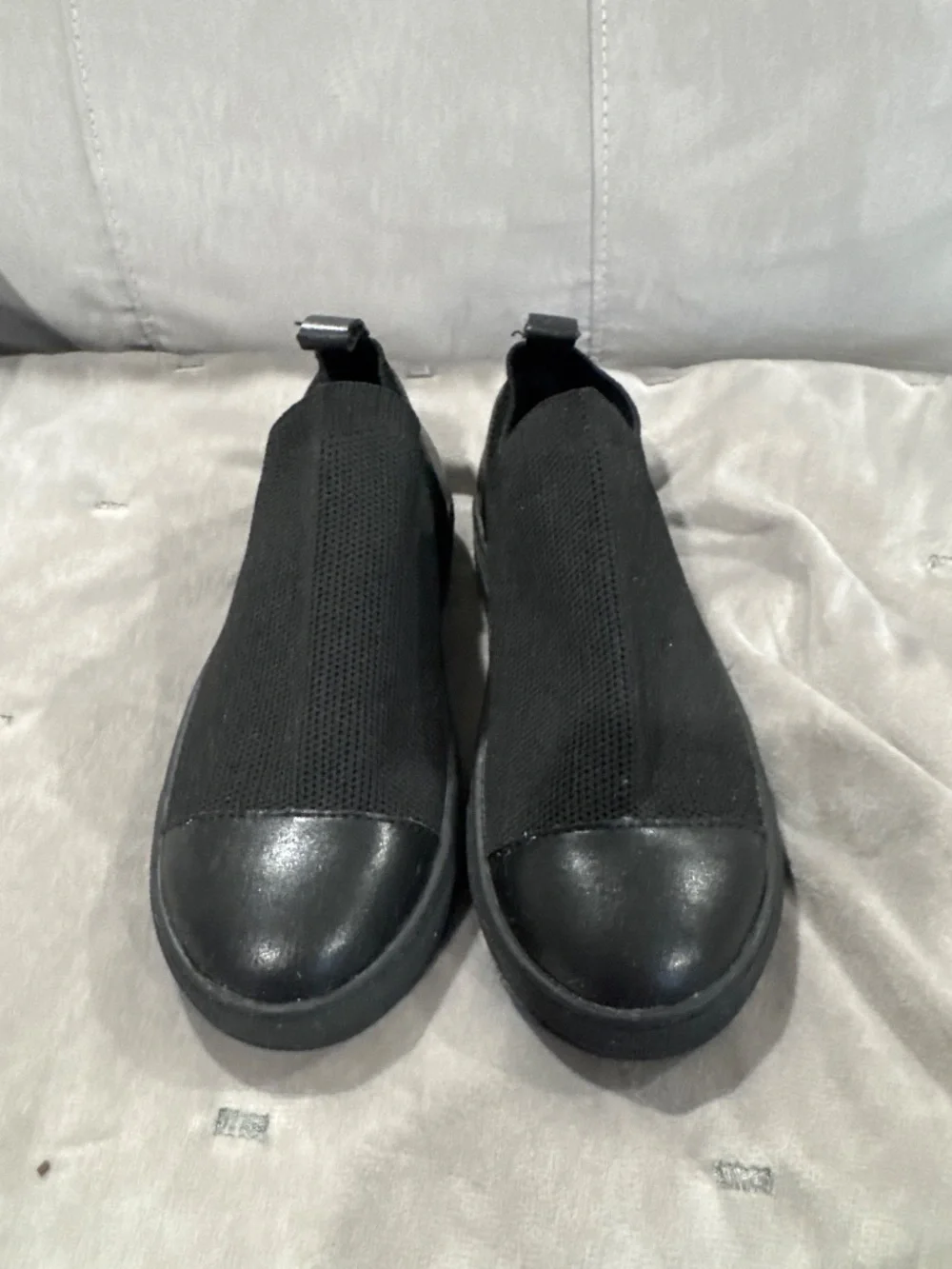 Ruby Label Black Slip-On Sneakers Textile W Leather Toe Cap Kids 31 US 13 - 13.5